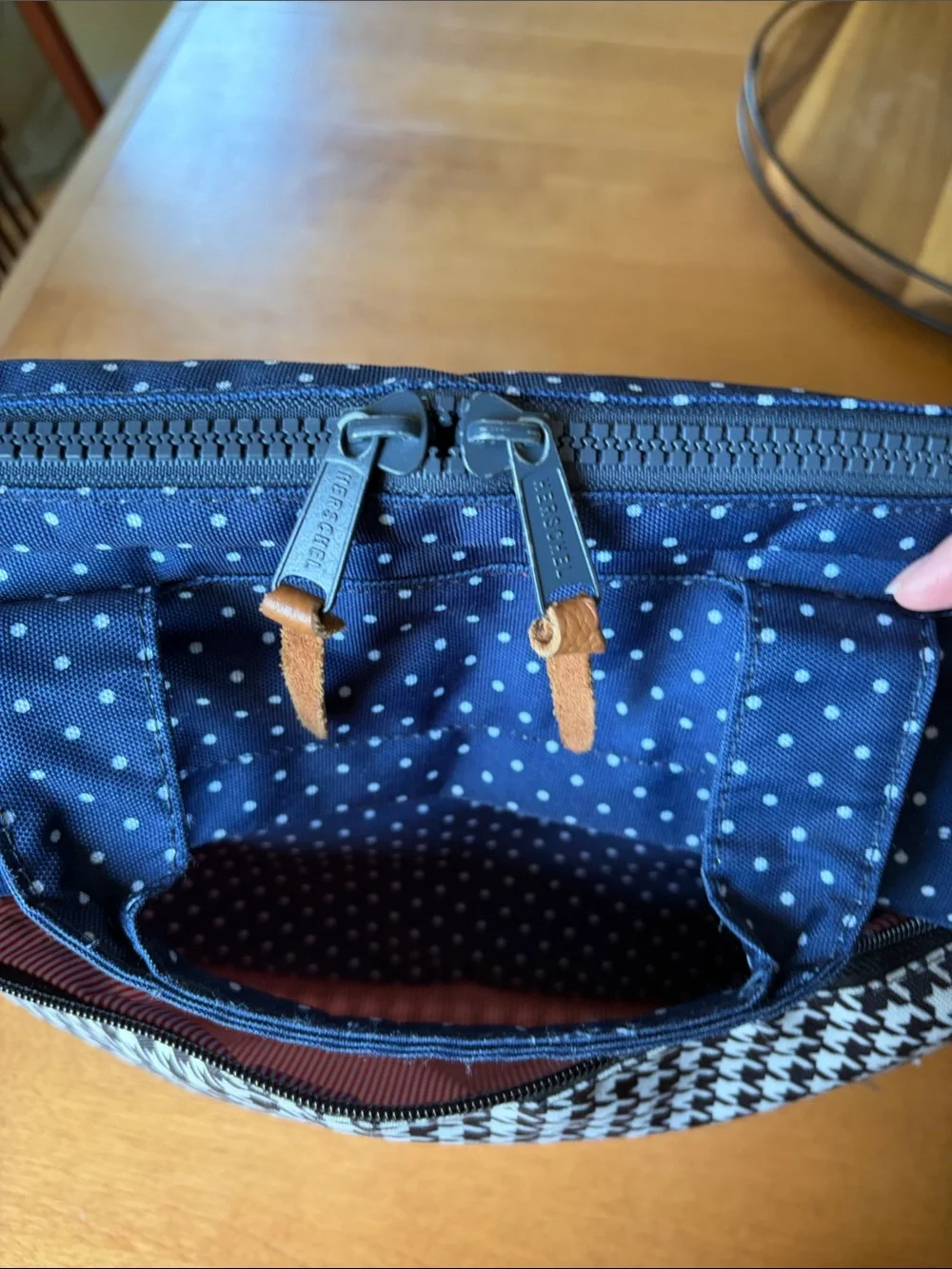 Herschel Supply Company Houndstooth Messenger Bag in Navy/Black & White